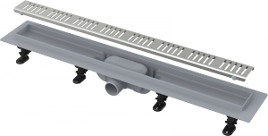 "Симпл" желоб водоотводящий L 550 мм, с порогами для перфорированной решетки, пластик, с решеткой из нержавеющей стали, матовый