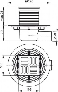 Сливной трап 105х105/50 мм, боковая подводка, решетка из нержавеющей стали, комбинированный гидрозатвор SMART